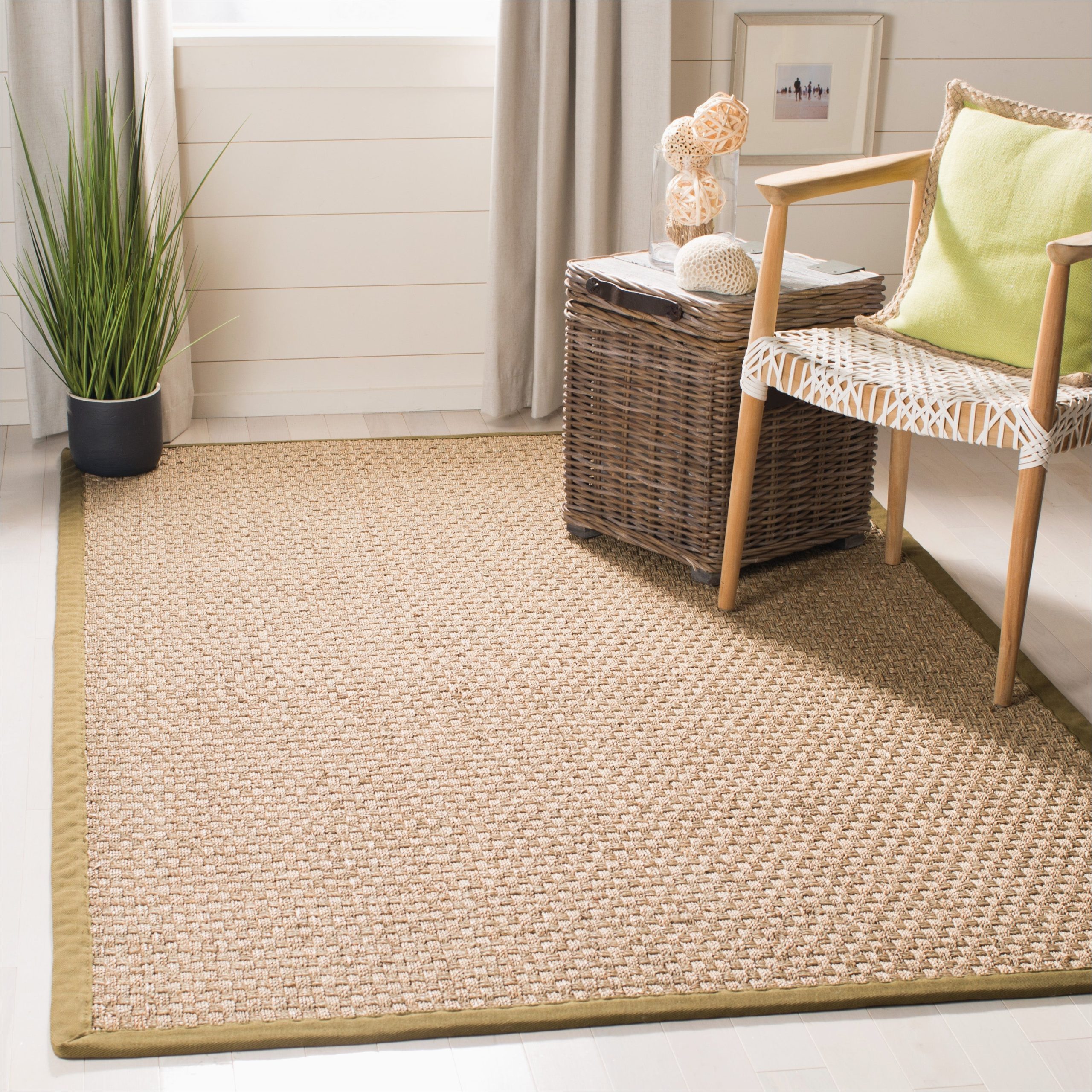 Abrielle Power Loom Natural Ivory area Rug Safavieh Casual Accent Seagrass Farmhouse Rug Overstock.com