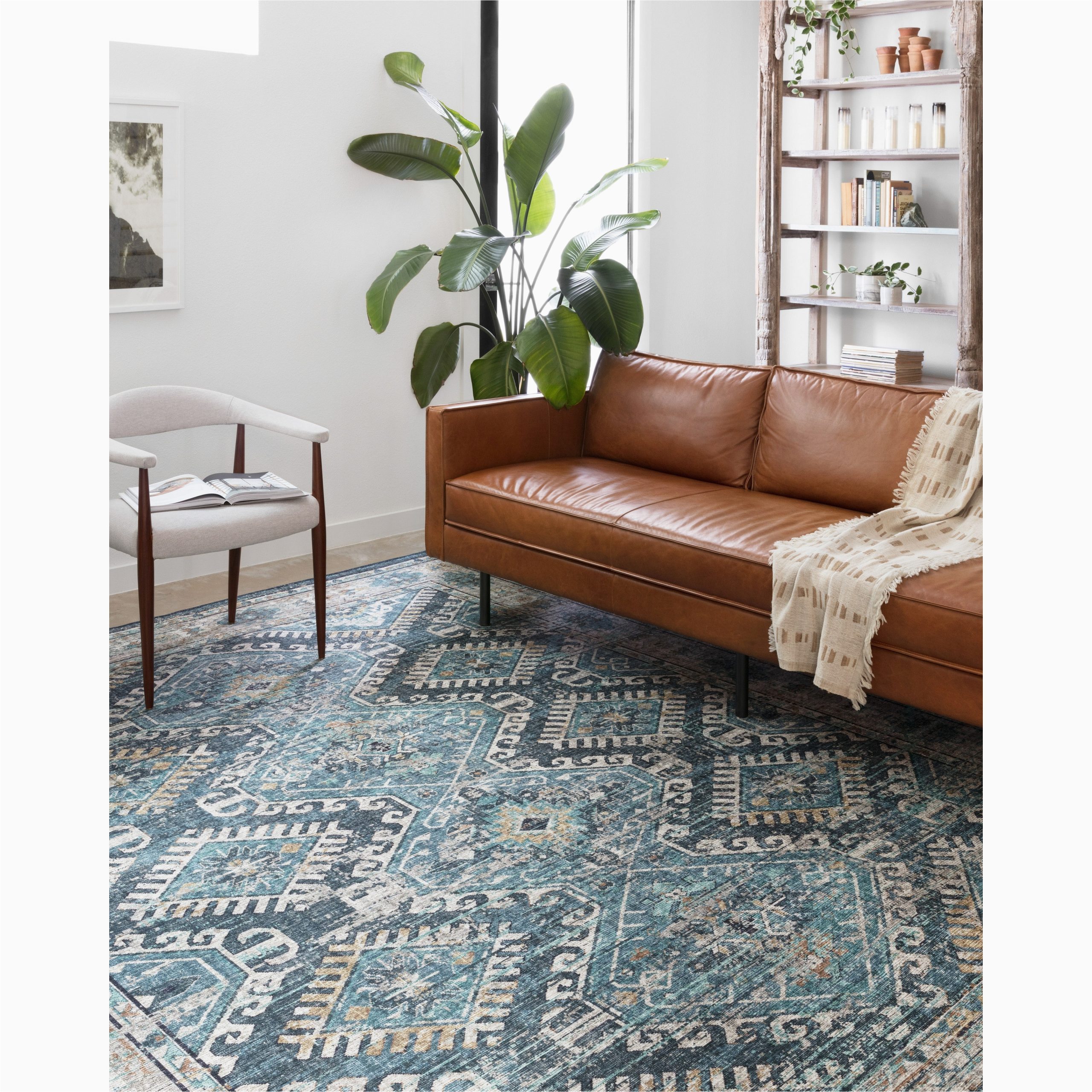 Alexander Home Leanne Traditional Distressed area Rug Alexander Home Leanne Boho Distressed Persian Printed area Rug Turquoise / Terracotta 9′ X 12′ 9′ X 12′ Indoor Living Room, Bedroom, Dining Room
