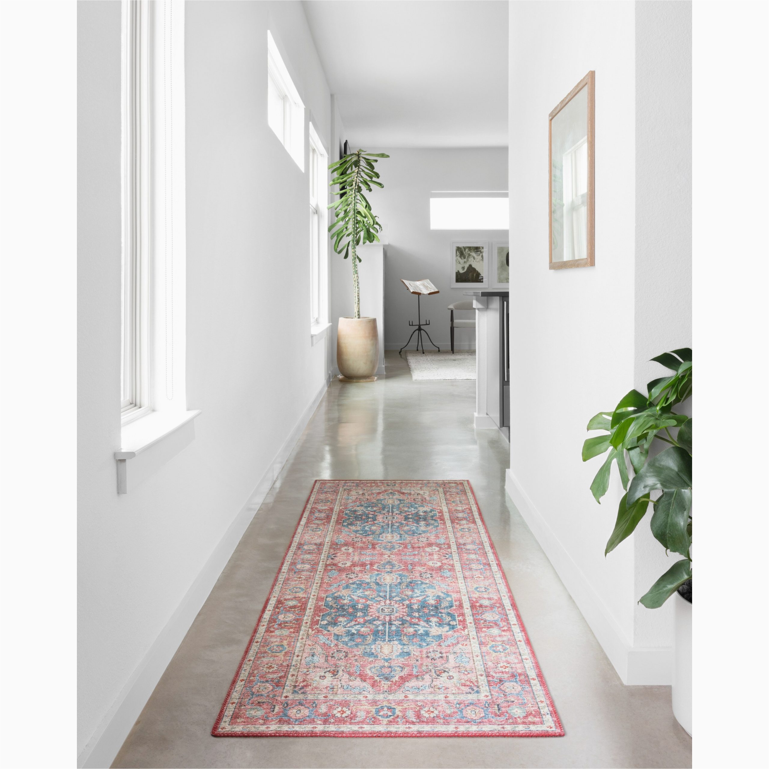 Alexander Home Leanne Traditional Distressed area Rug Alexander Home Leanne Traditional Distressed Printed area Rug 2′-6″ X 10′ Runner 10′ Runner Runner, Indoor Entryway, Kitchen, Bedroom Rectangle