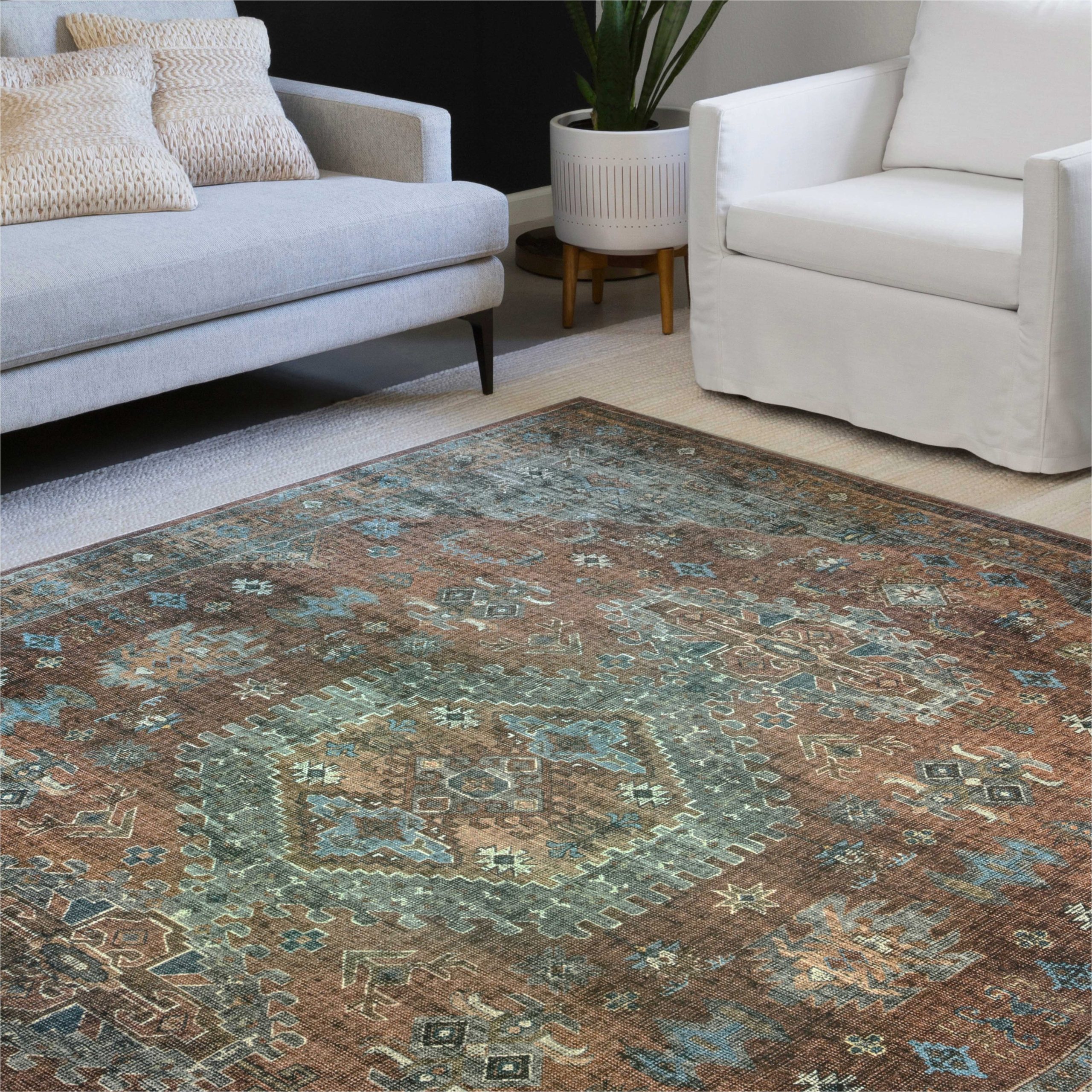 Alexander Home Leanne Traditional Distressed area Rug Alexander Home Persian Indoor Polyester area Rug Overstock.com