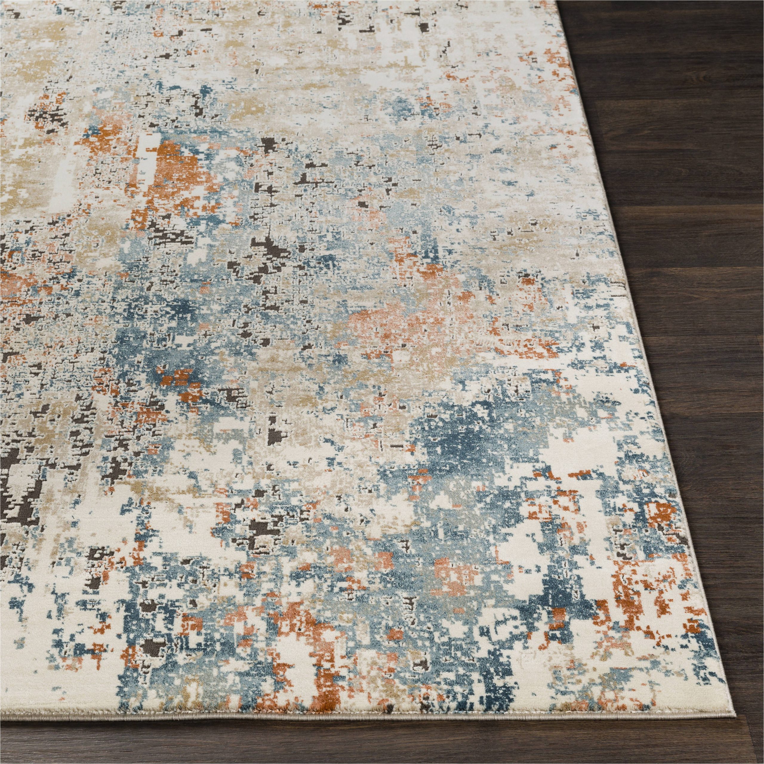 Aqua and orange area Rugs Surya Pune 2 X 3 Burnt orange Indoor Abstract Industrial area Rug …