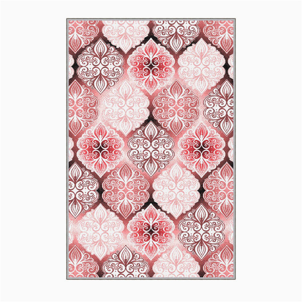 Beaudette Floral Red area Rug Beaudette Damask Machine Woven Polyester area Rug In Pink/red