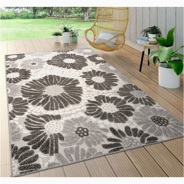 Beaudette Floral Red area Rug World Rug Gallery Patio 8 X 10 Braided Gray Indoor/outdoor Floral …