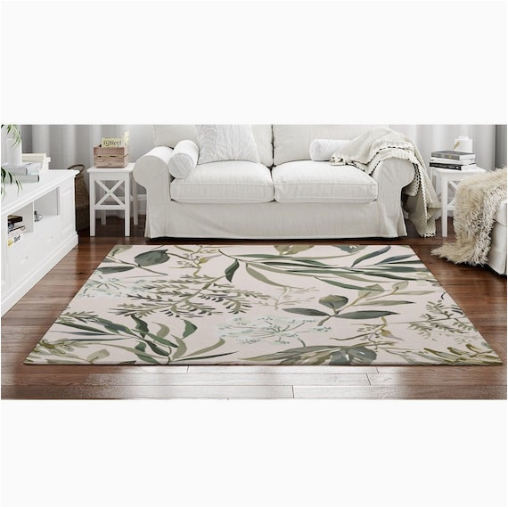 Beige and Green area Rugs 8×10 Cottage Rugs Ferns and Leaves On Beige area Rug Sage Green – Etsy …