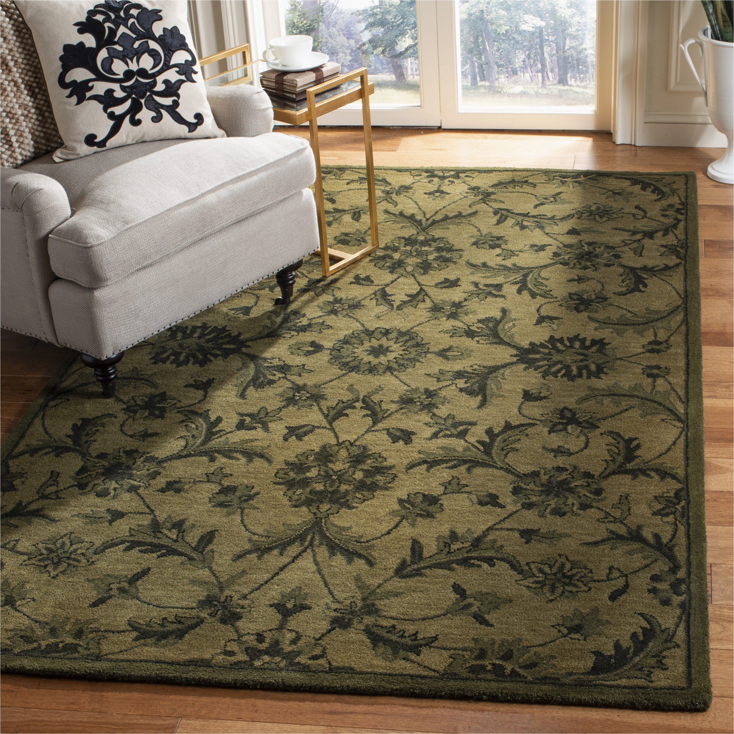 Beige and Green area Rugs 8×10 Safavieh Antiquity tousher 8 X 10 Wool Olive/green Indoor Floral/botanical Vintage area Rug