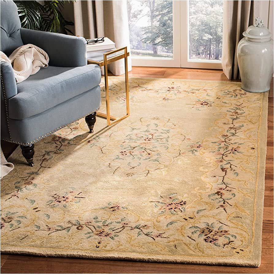Beige and Green area Rugs 8×10 Safavieh Bergama Collection 8′ X 10′ Light Green / Beige Brg166b Handmade French Country Premium Wool area Rug