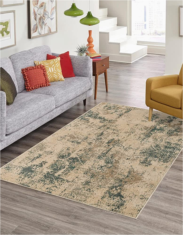 Beige and Green area Rugs 8×10 Unique Loom Tuareg Collection Vintage Distressed Traditional area Rug, 8 X 10 Ft, Beige/green