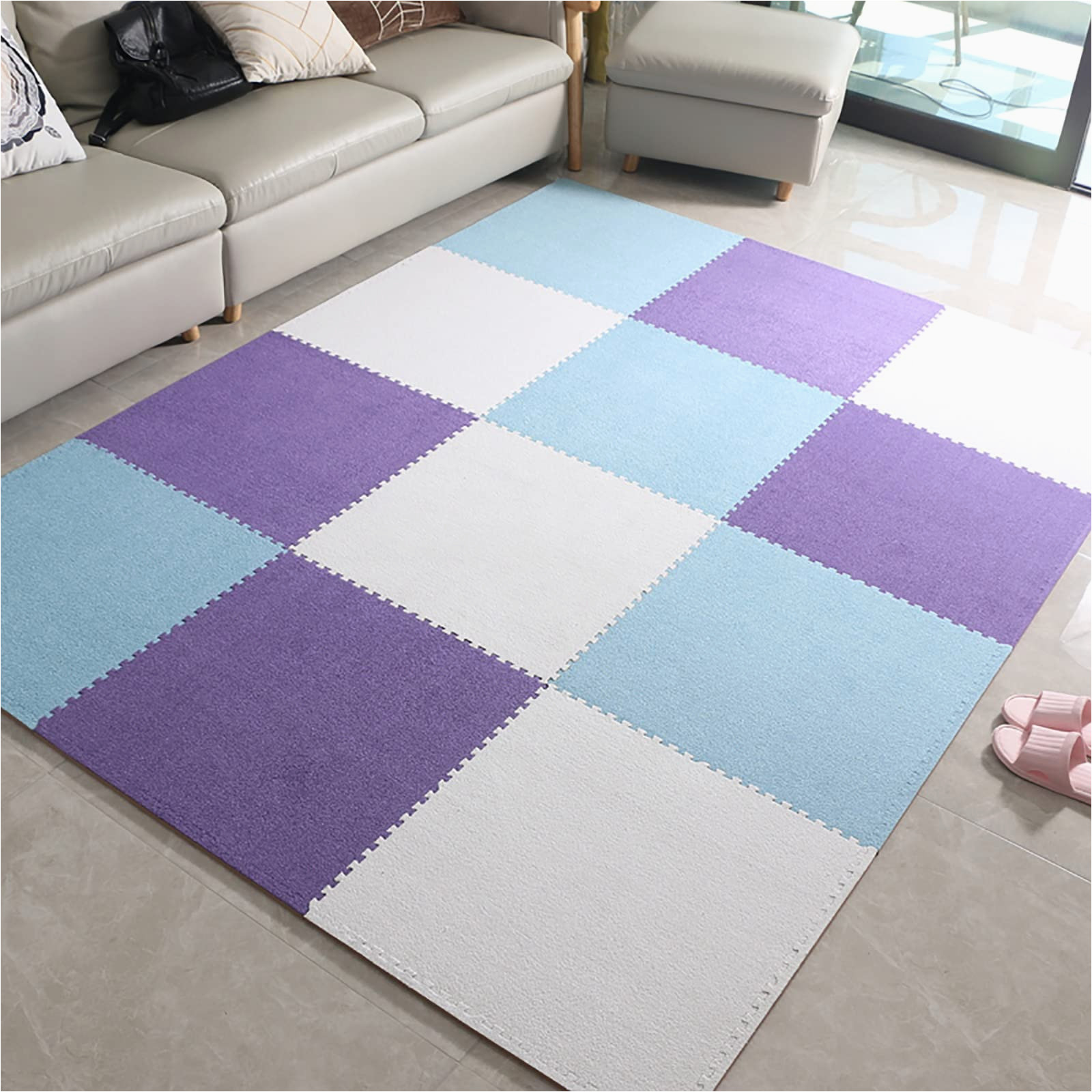 Can You Use Carpet Tiles as An area Rug 24×24 Inch Sqaure Interlocking Carpet Tiles, Short Plush Puzzle Floor Mat for Kids Room/bedroom/living Room, 12pcs area Rugs Exercise Play Mat (color …