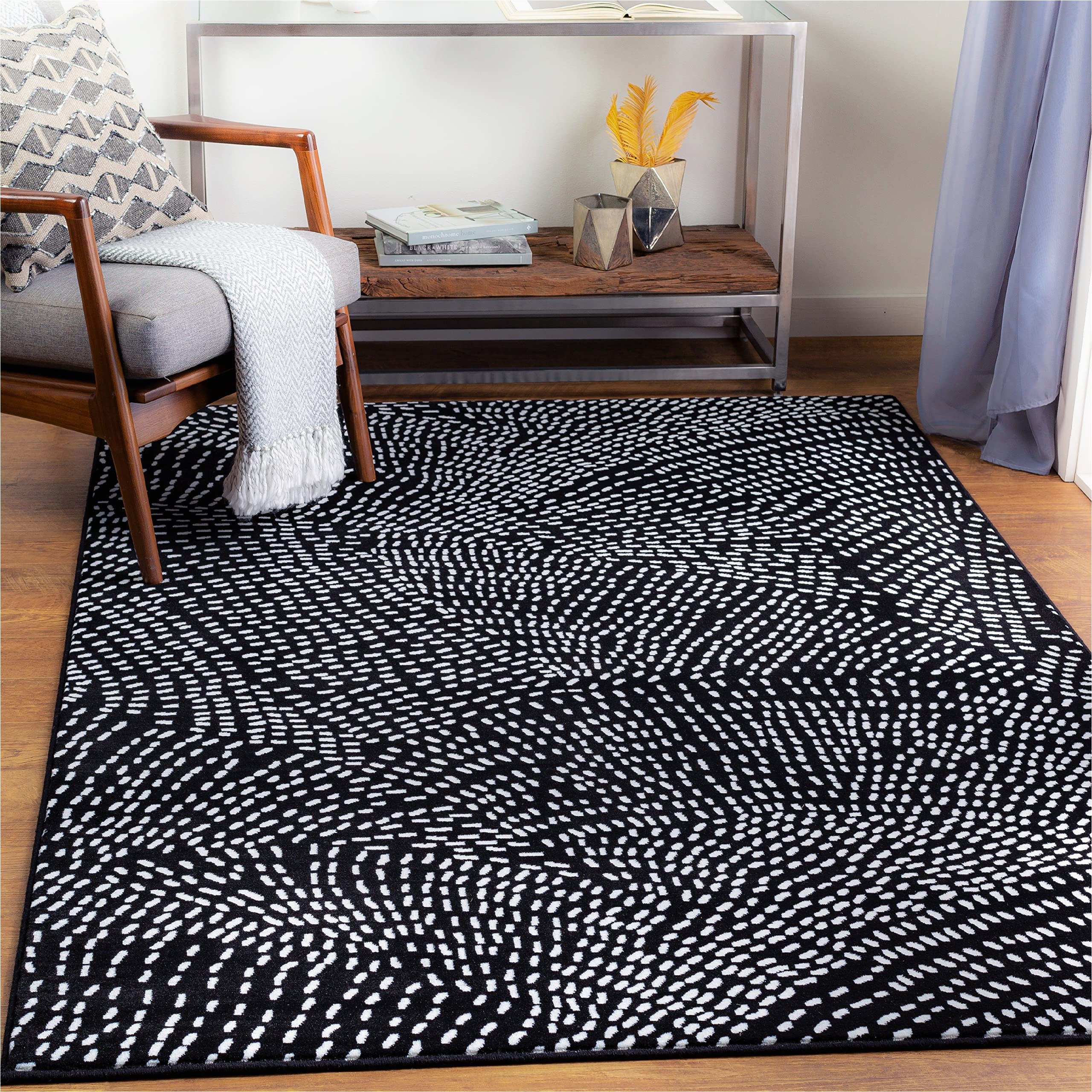 Cheap area Rugs 5 X 7 Mark&day area Rugs, 5×7 Dieden Modern Black area Rug Black White Carpet for Living Room, Bedroom or Kitchen (5’3″ X 7’7″)
