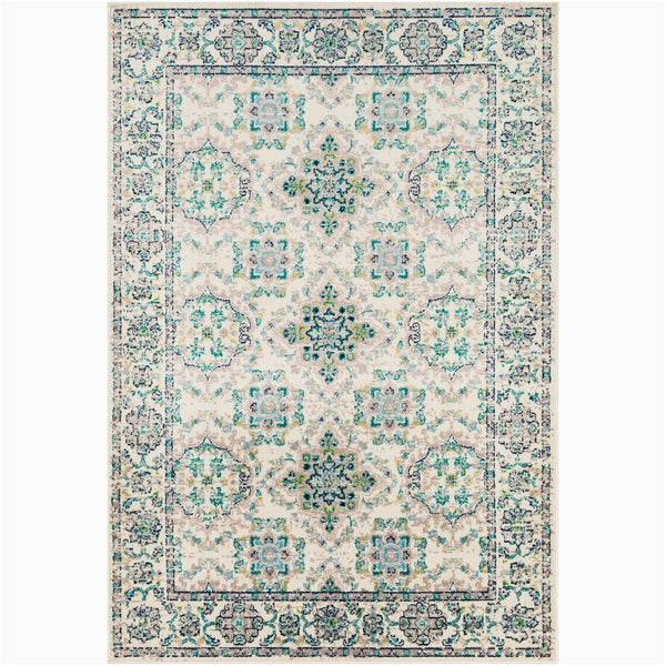 Elias Gray Teal area Rug Transitional Border soft Teal Lime Ivory area Rug â Discounted-rugs