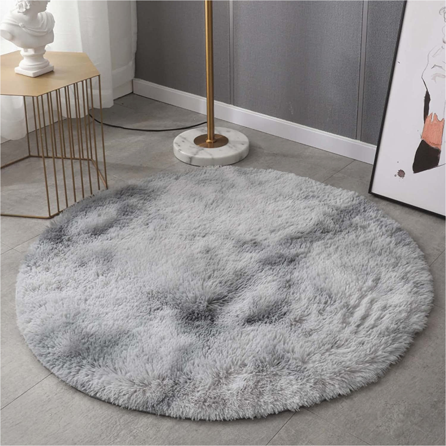 Extra Large Round area Rugs Round High Pile Rugs, 120 Cm, soft and Comfortable Living Room Rug …