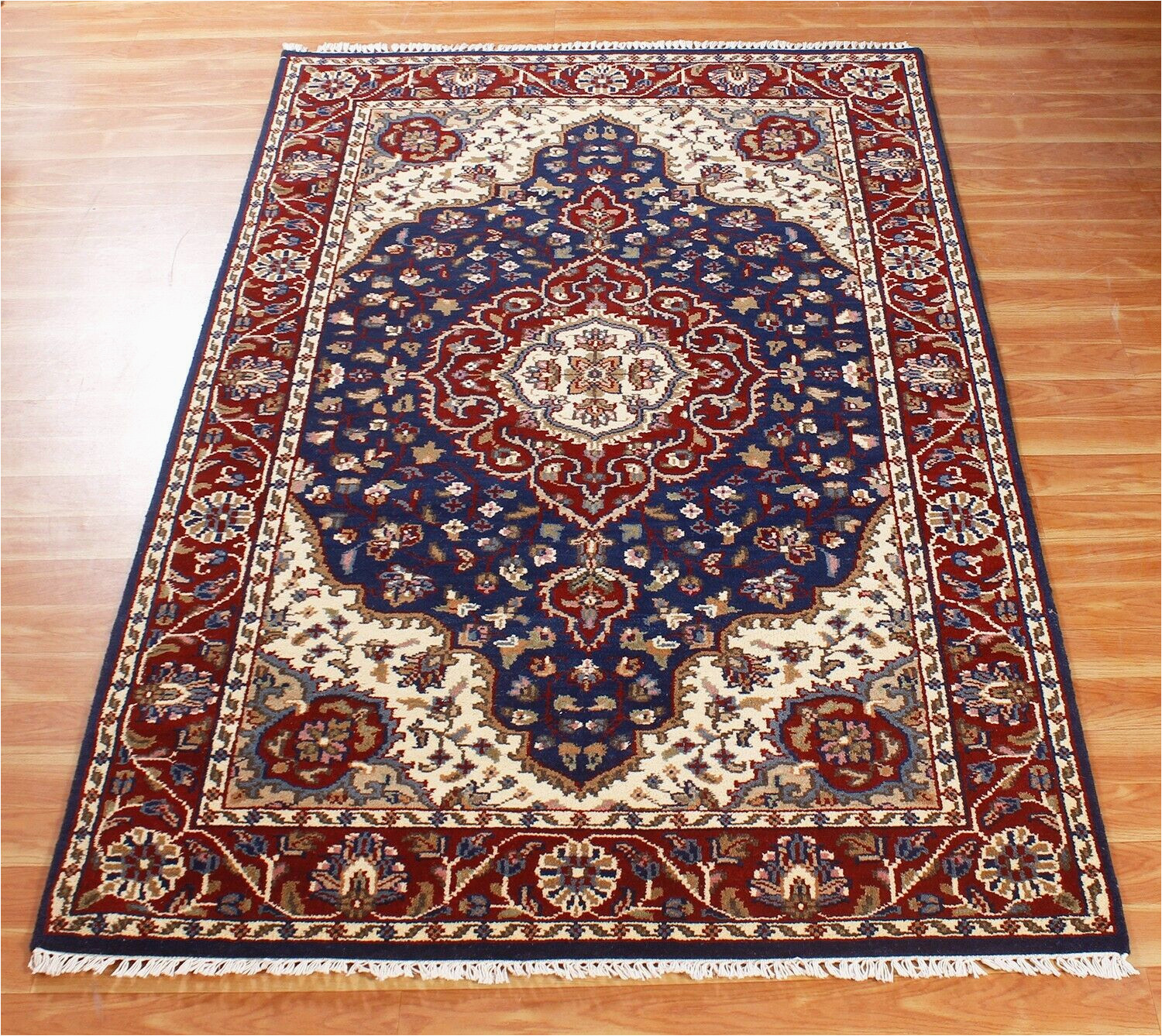 Hand Tied Wool area Rugs Handmade Wool area Rugs Hand Knotted Traditional Carpets 5×8 Floral Blue Rug