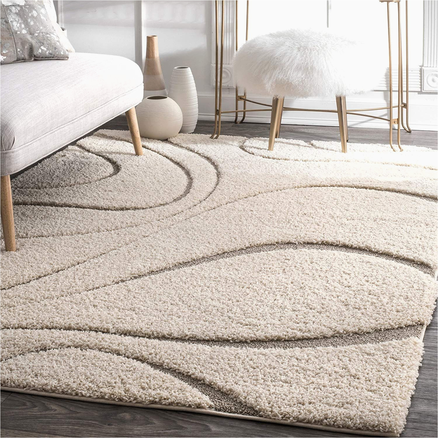 Helgeson Abstract Cream area Rug Cream Beige soft Plush Shag area Rug In 2022 Shag area Rug, Cozy …