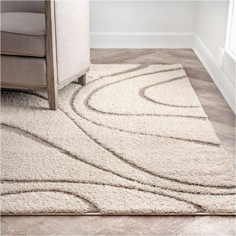 Helgeson Abstract Cream area Rug Helgeson Abstract Shag Cream area Rug-6’x4′