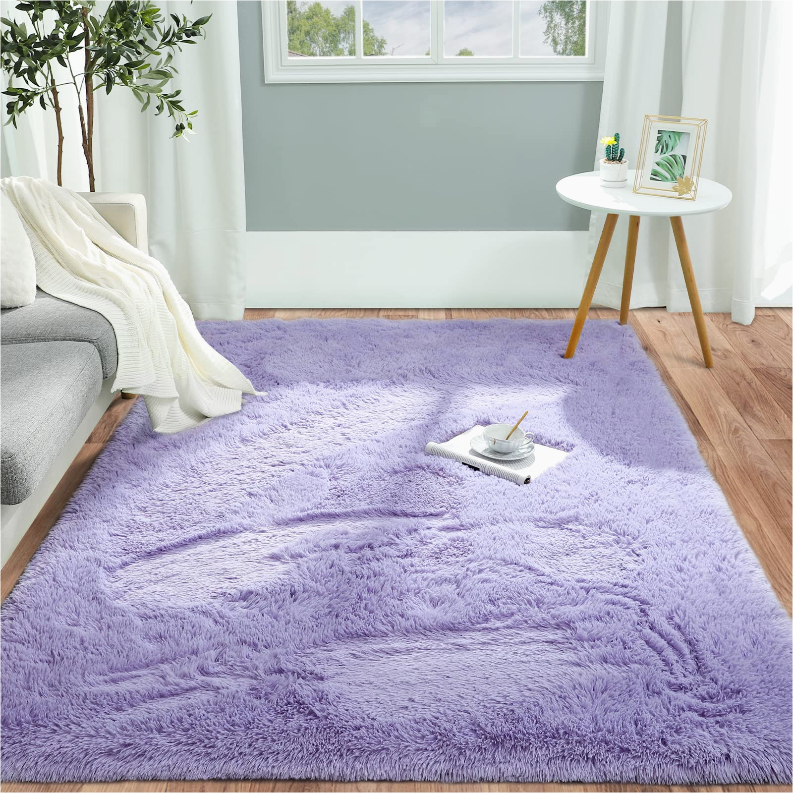 Kidz Image Memory Foam Plush area Rug Pettop Fluffy Shaggy area Rugs for Girls Bedroom,4×6 Feet soft Purple Kids Room Rugs, Non-slip Carpet for Kids Girls Boys Room, Cute Bedside Rug, …