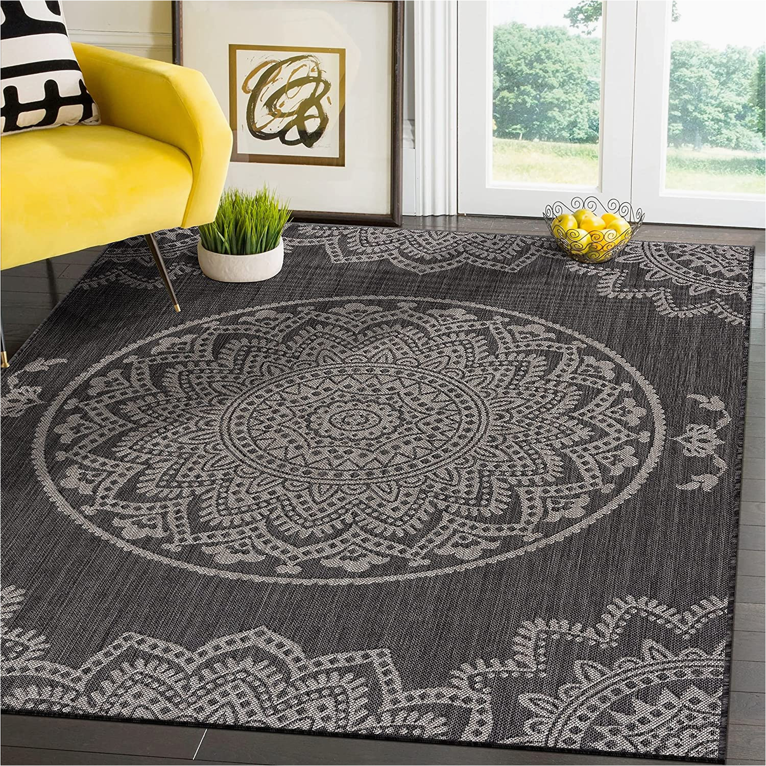 Modern area Rugs Near Me Modern area Rugs for Indoor Outdoor Medallion – Dark Grey / Light Grey