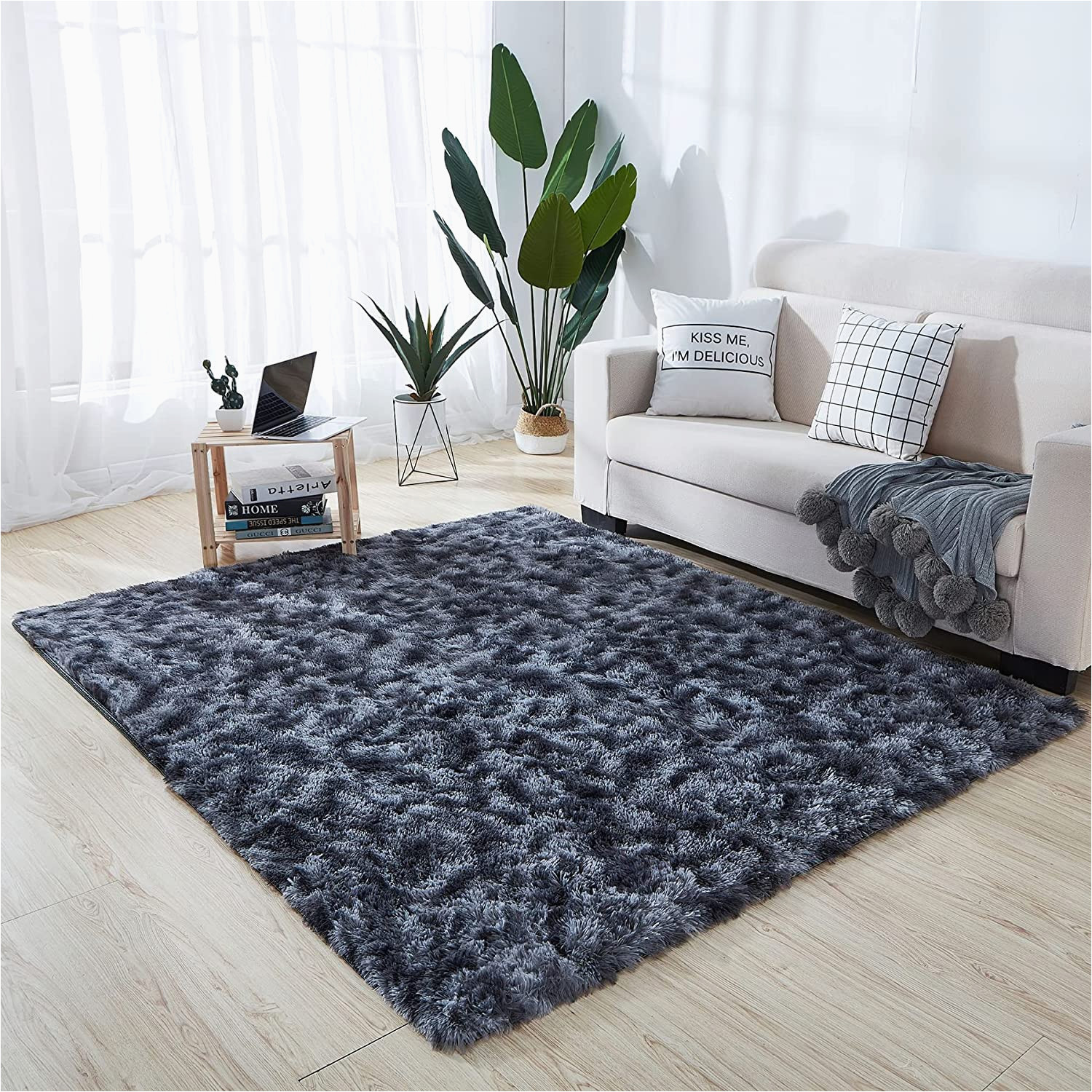 Modern area Rugs Near Me Vofushon soft area Rug, Bedroom Shaggy Plush Rug, Colourful Batik Faux Fluffy Modern Inner Rugs, Long Hair Fur Look, Cosy Bed Rug, sofa Mat, Carpet …