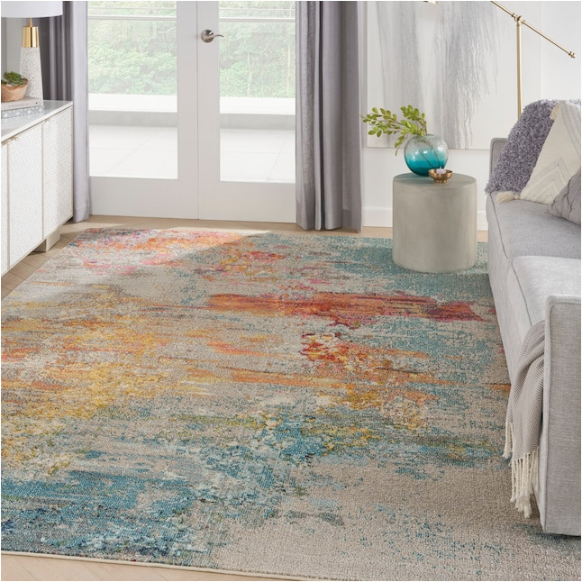 Nourison Celestial Abstract Colorful area Rug Nourison Celestial 8 X 10 Sealife Indoor Abstract Bohemian …