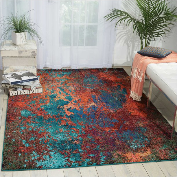 Nourison Celestial Abstract Colorful area Rug Nourison Celestial Abstract atlantic 5’3″ X 7’3″ area Rug, (5×7)
