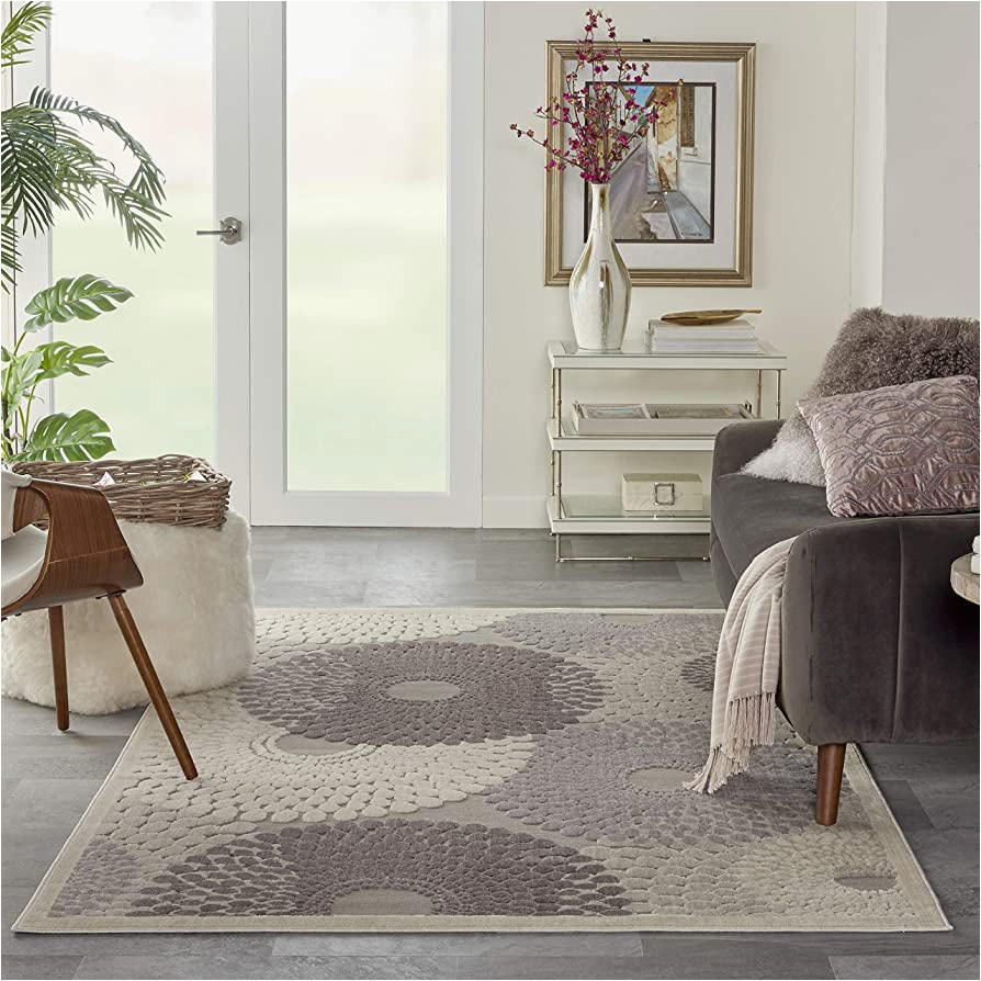 Nourison Graphic Illusions area Rug Nourison Graphic Illusions Mid-century Grey 3’6″ X 5’6″ area Rug, Easy Cleaning, Non Shedding, Bed Room, Living Room, Dining Room, Kitchen (3×5)
