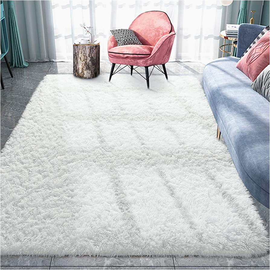 Plush area Rugs for Sale Pacapet Fluffy area Rugs, Cream Shag Rug for Bedroom, Plush Furry Rugs for Living Room, Fuzzy Carpet for Kid’s Room, Nursery, Home Decor, 4 X 6 Feet