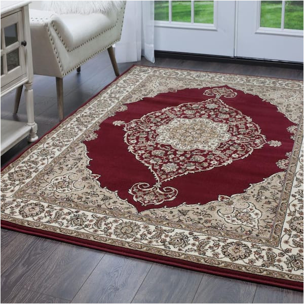 Red area Rugs Near Me Bazaar Emy Red/ivory 8 Ft. X 10 Ft. Medallion area Rug 1-hd2587 …