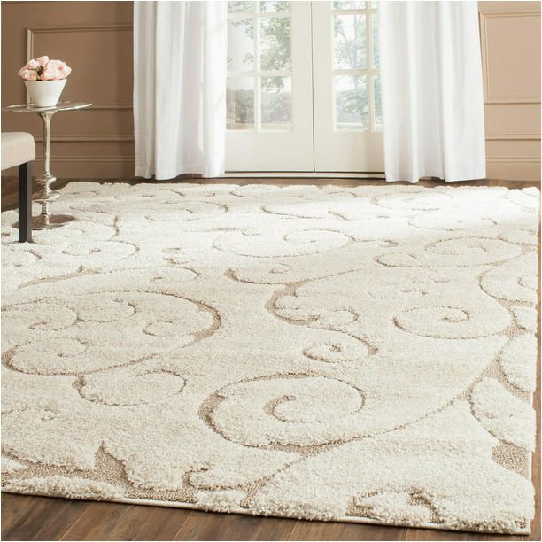 Safavieh Florida Douglas Floral Vines Shag area Rug or Runner Safavieh Florida Doug Floral Vines Shag area Rug, Cream/beige, 8′ X 10′