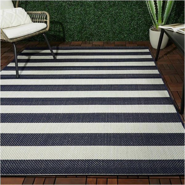 Striped area Rugs 5 X 7 Hampton Bay Nautical Stripes Navy 5 Ft. X 7 Ft. Indoor/outdoor …