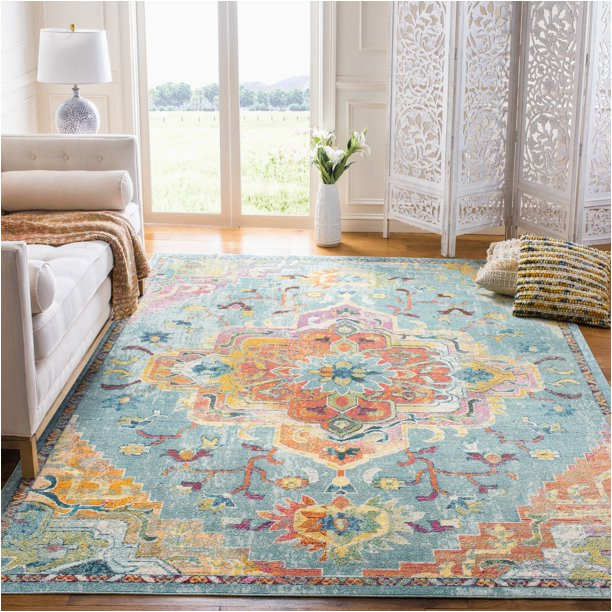 10 X 14 area Rugs On Sale Safavieh Crystal Debra Floral area Rug, Teal/orange, 10′ X 14 …