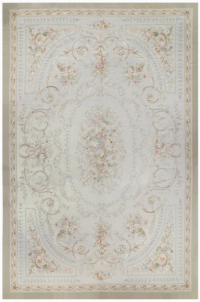 12 X 18 area Rugs for Sale European Aubusson Rug, Wool – 12′ X 18′ (n208)