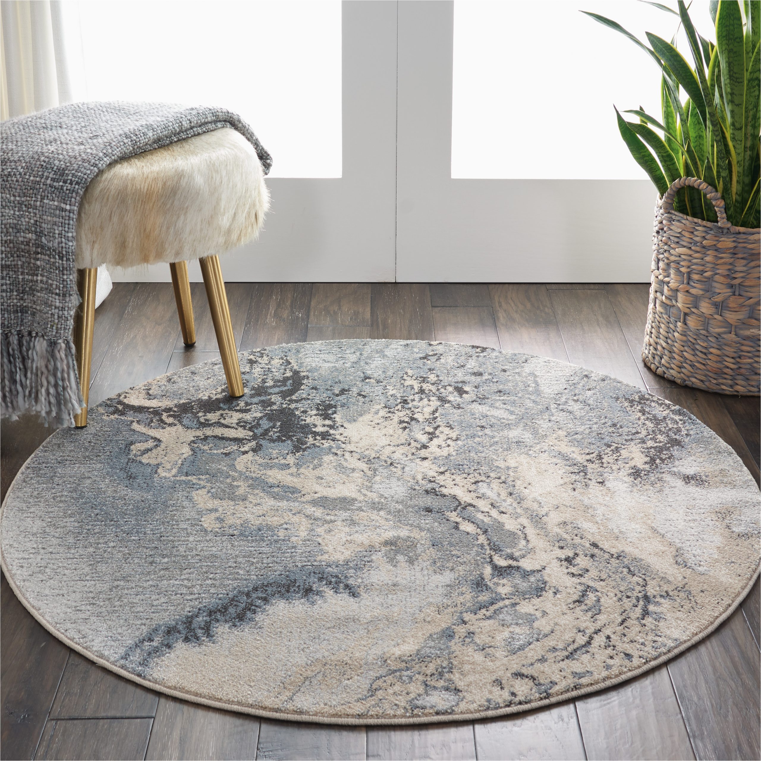 3 X 3 Round area Rugs Nourison Maxell Contemporary Abstract Grey 5’3″ X Round area Rug …