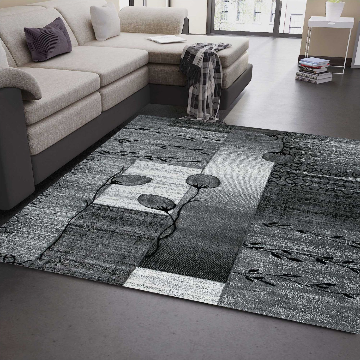 Best Price for Large area Rugs Living or Bedroom Rug FrisÃ© Texture Flower Patterns Livingroom, Bedroom Grey Cream Colours Cp8078 Cascadapl8078_grau_6-1 Plentyshop Lts