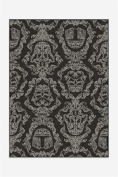 Black and White Damask area Rug Dark Side Damast Anthrazit Teppich