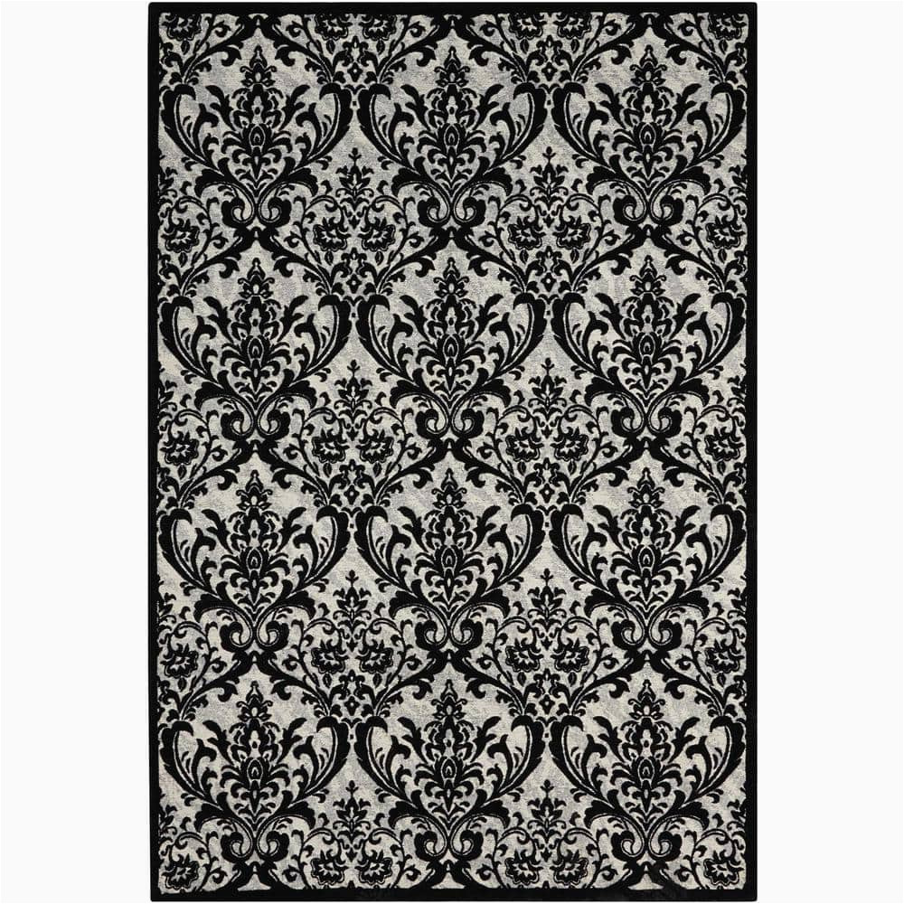 Black and White Damask area Rug Nourison Damask Black/white 8 Ft. X 10 Ft. oriental Vintage area Rug 341389 – the Home Depot