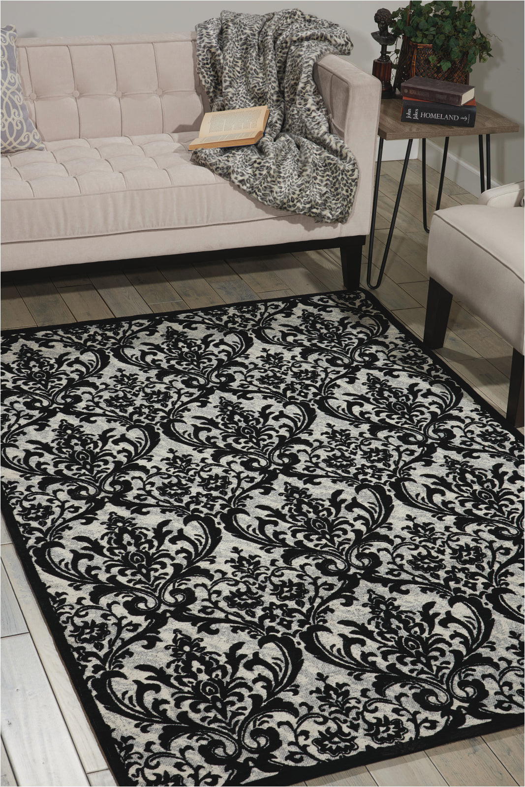 Black and White Damask area Rug Nourison Damask Das02 Black/white area Rug â Incredible Rugs and Decor