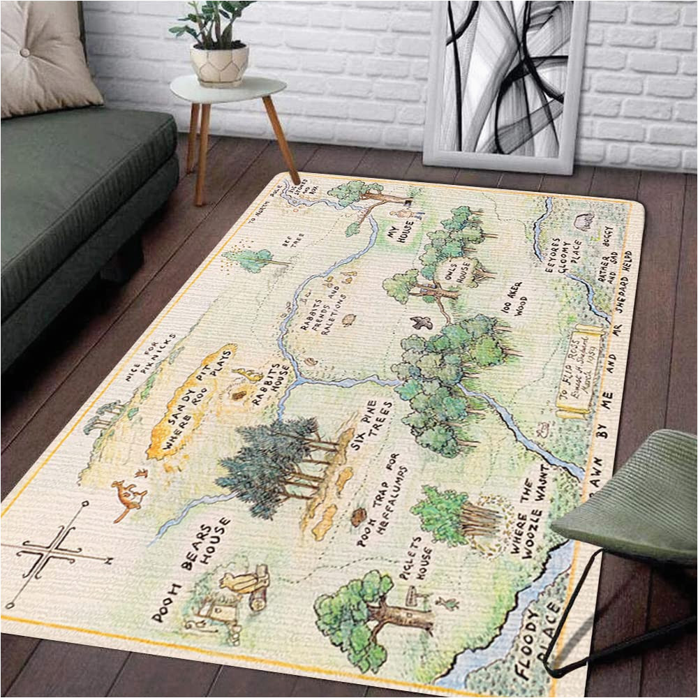 Carpet area Rugs Near Me 100 Acre Wood Map Jungle Rug Carpet area Rugs Shag Rug Modern Fluffy Living Room Outdoor for Girls Kids Baby Room Nursery Home Decor S 3×5 4×6 area …