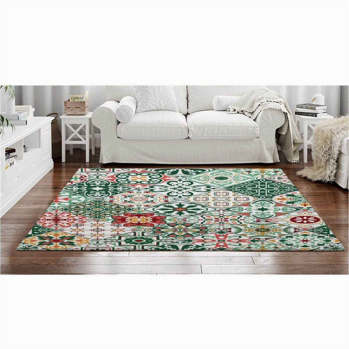 Cheap area Rugs for Sale Near Me Portuguese Rugs Spanish Tiles Pattern area Rug Green Red and – Etsy.de