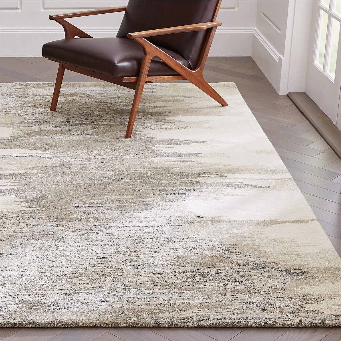 Crate and Barrel Round area Rugs Birch Neutral Wool-blend Abstract area Rug Crate & Barrel