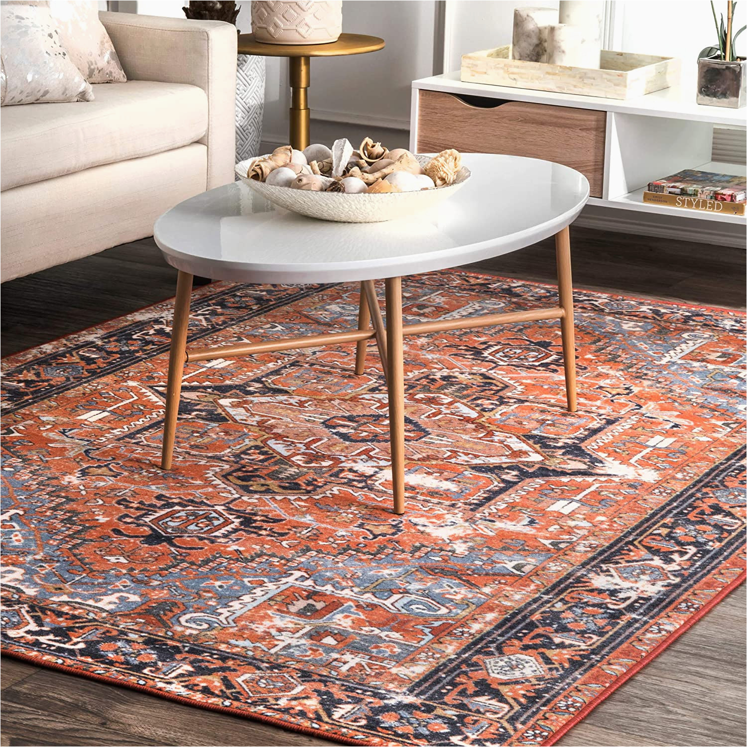 Dynasty Home Traditions area Rug Nuloom Disa05a Winter Dynasty Border area Rug, 5′ 5″ X 8′ , Rust