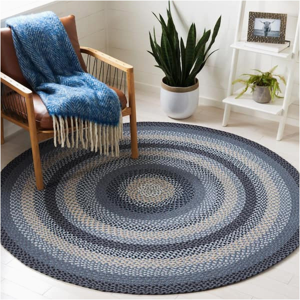 Home Depot Oval area Rugs Safavieh Braided Dark Gray/blue 4 Ft. X 6 Ft. Striped Border Oval …