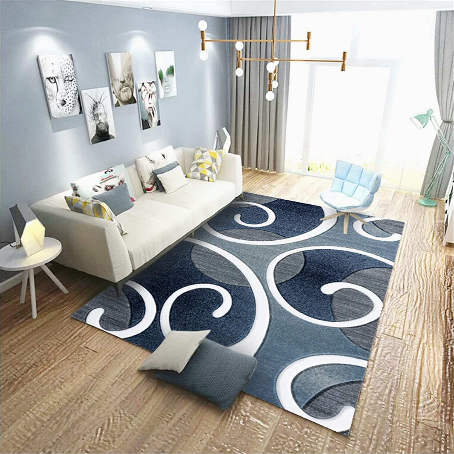 Home Goods Outdoor area Rugs Washable Rugs In Washing Machine Outdoor Rug Bedroom Short Pile Rug Blue Modern Home Decor Rugs for Living Room Patio Rug 50 X 80 Cm 1ft 7.7 X 2ft 7.5 …