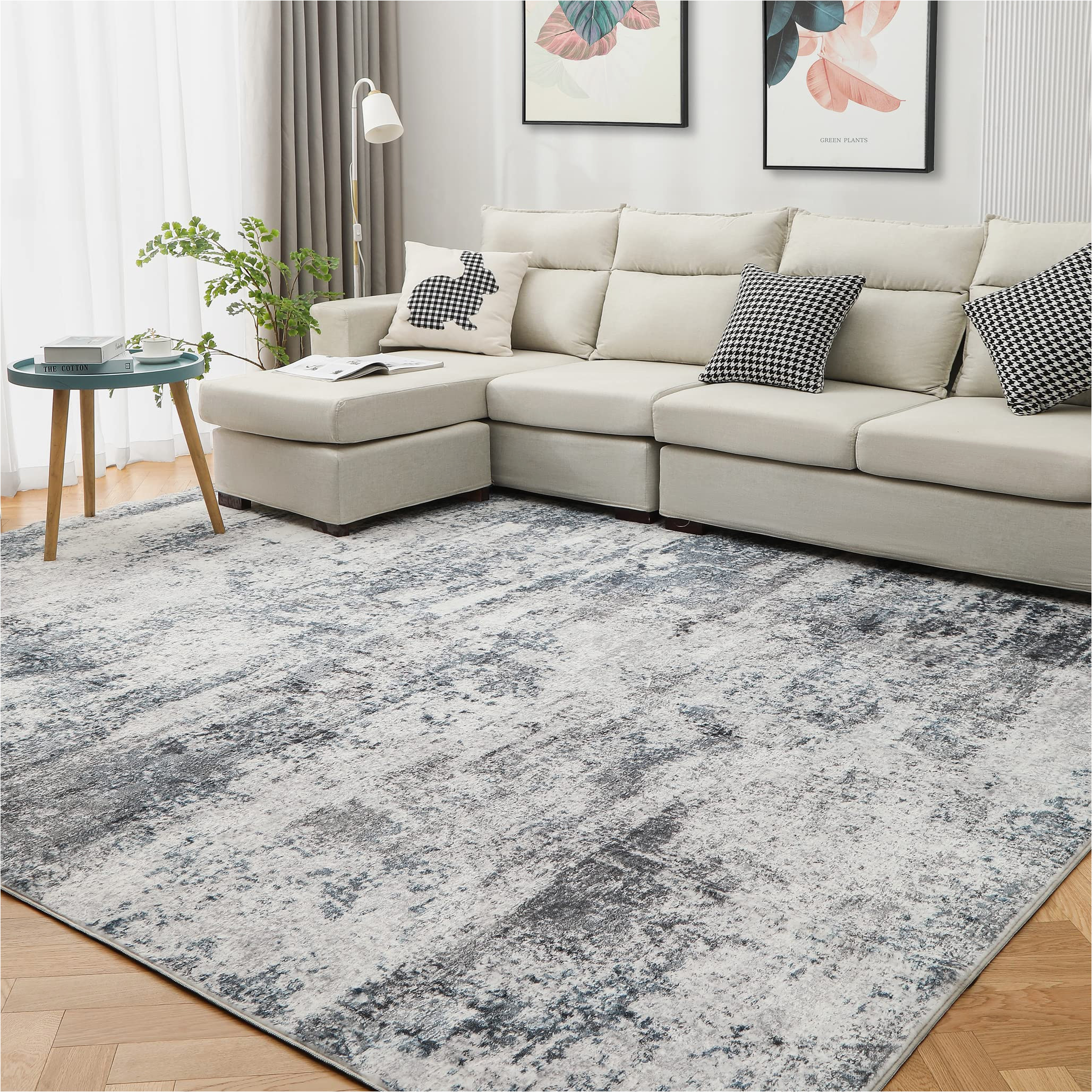 Large Low Pile area Rugs area Rug Living Room Rugs: 3×5 Indoor Abstract soft Fluffy Pile Large Carpet with Low Shaggy for Bedroom Dining Room Home Office Decor Under Kitchen …