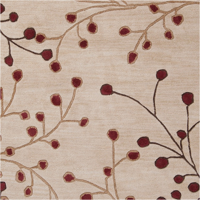 Sakura Branch Floral Wool area Rug Surya athena 8 X 10 Wool Burgundy Indoor Floral/botanical Tropical …