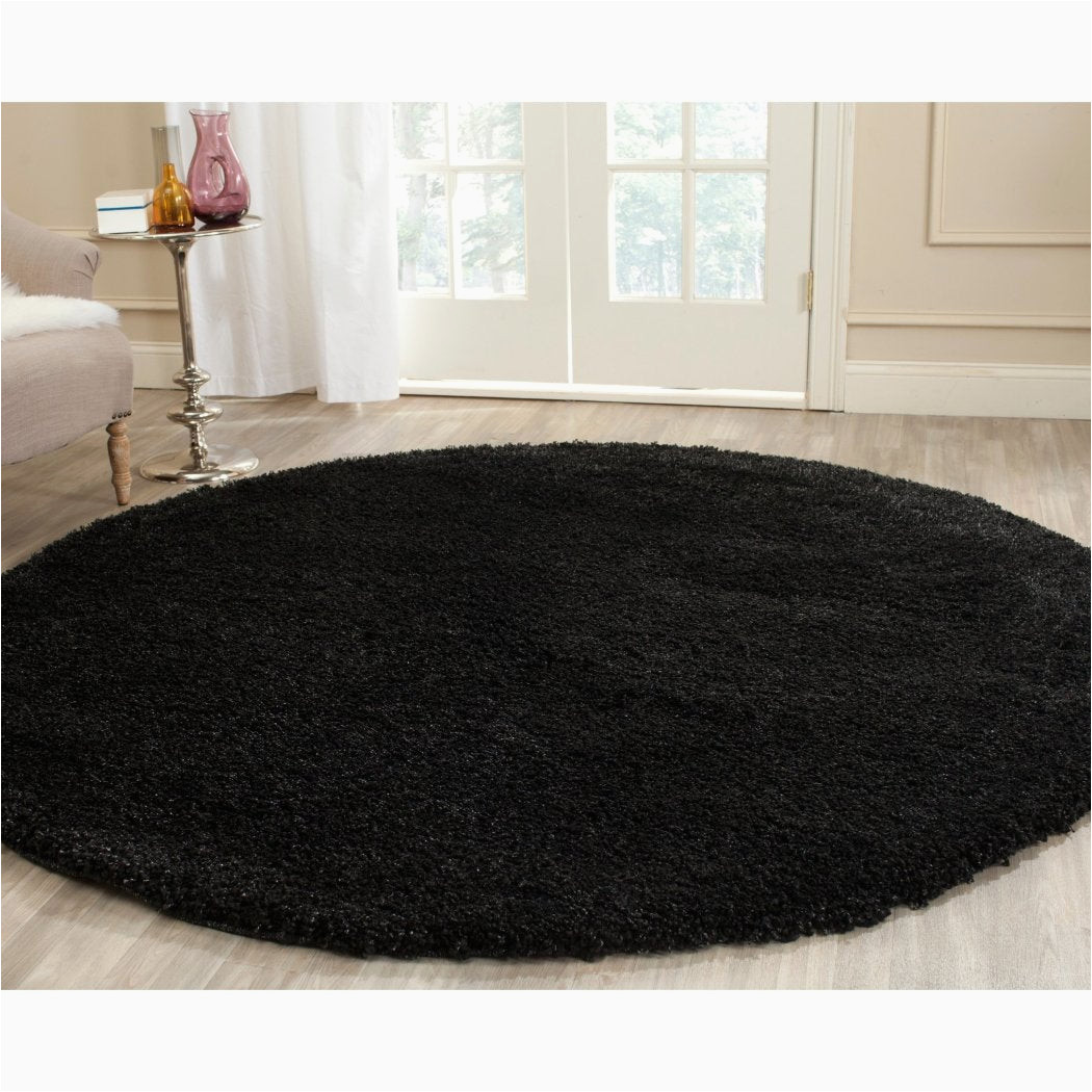 Solid Black Round area Rug 4′ Round Black Plush solid theme area Rug Luxurious Shag soft & Cozy Plush Intricate Versatile Design Living Room Carpet Vibrant Color Polypropylene
