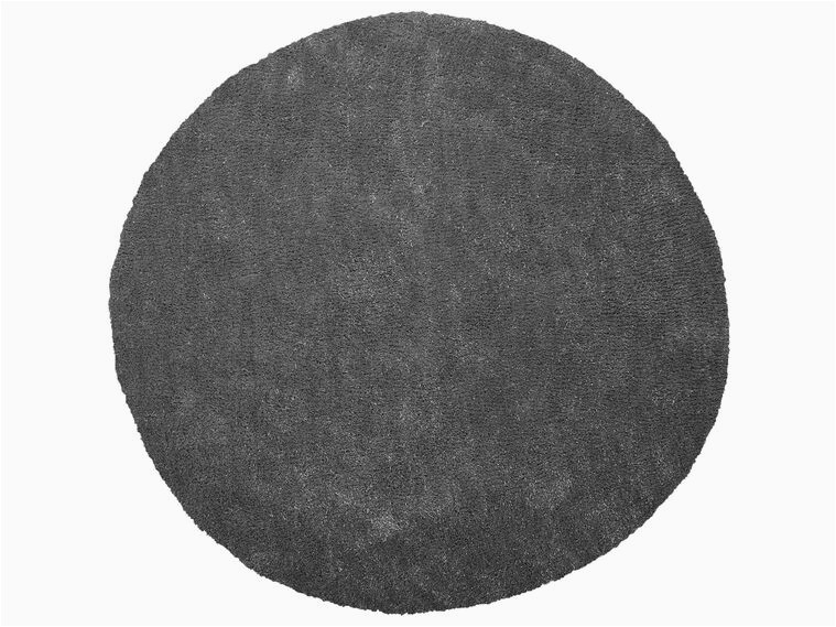 Solid Black Round area Rug Shaggy Round area Rug â 140 Cm Dark Grey Demre Beliani.de