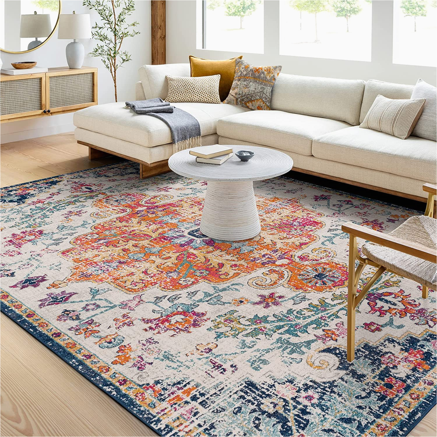 Surya Harput Hap1000 Indoor area Rug Surya Hap1000-5373 Harput area Rug, 5’3″ X 7’3″, orange and Navy