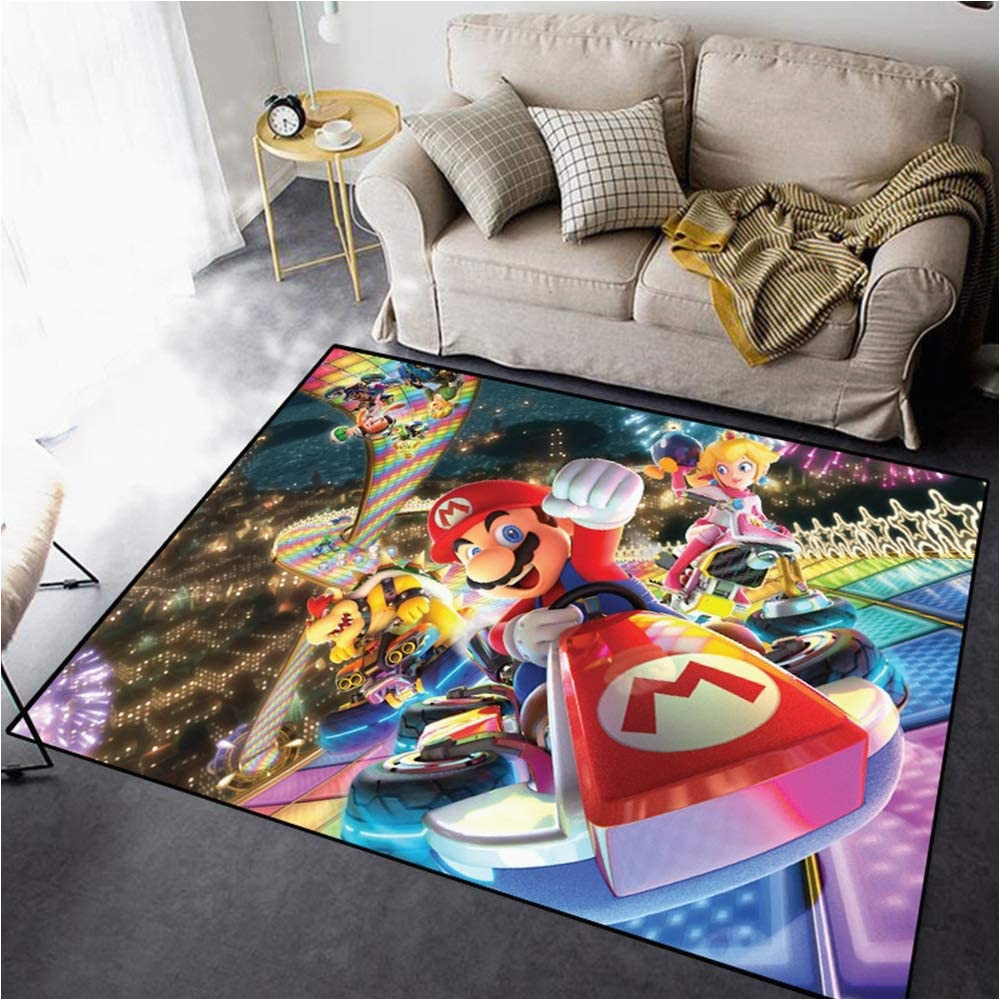 Washable Pet Friendly area Rugs Jwxf Living Room area Rugs Non-slip 3d Anime Super Mario Rug Washable Indoor Play Floor Mats Children, Pets Dog-friendly Rug Children’s Play Mat …