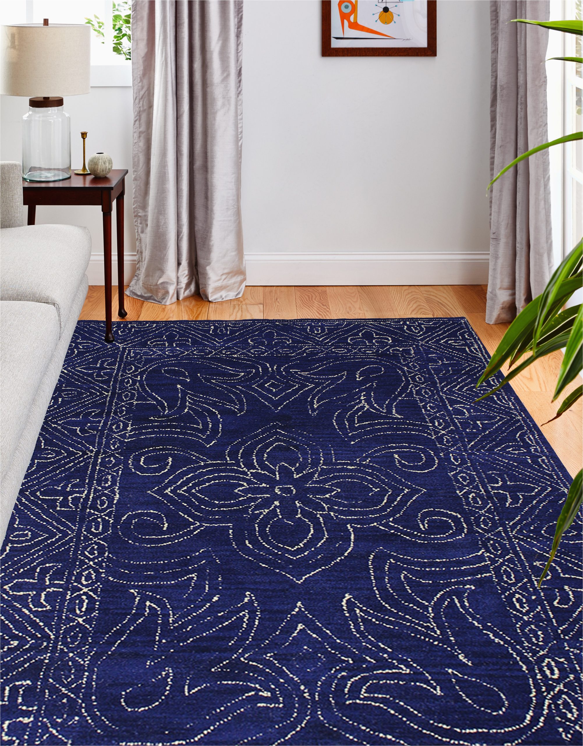 Wayfair 8×10 Wool area Rugs Dakota Fields Apul oriental Handmade Tufted Wool Navy Blue area …