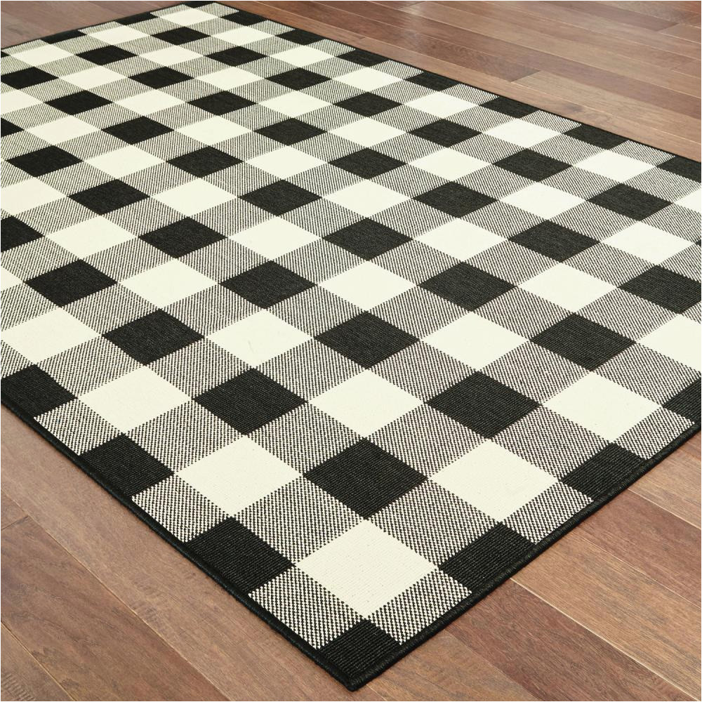 Wiest Gingham Check Black Indoor Outdoor area Rug Archer Lane Parkfields 5 X 8 Black Indoor/outdoor Geometric area Rug