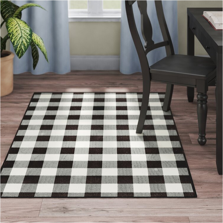 Wiest Gingham Check Black Indoor Outdoor area Rug Caya Plaid Black/ivory Indoor / Outdoor area Rug